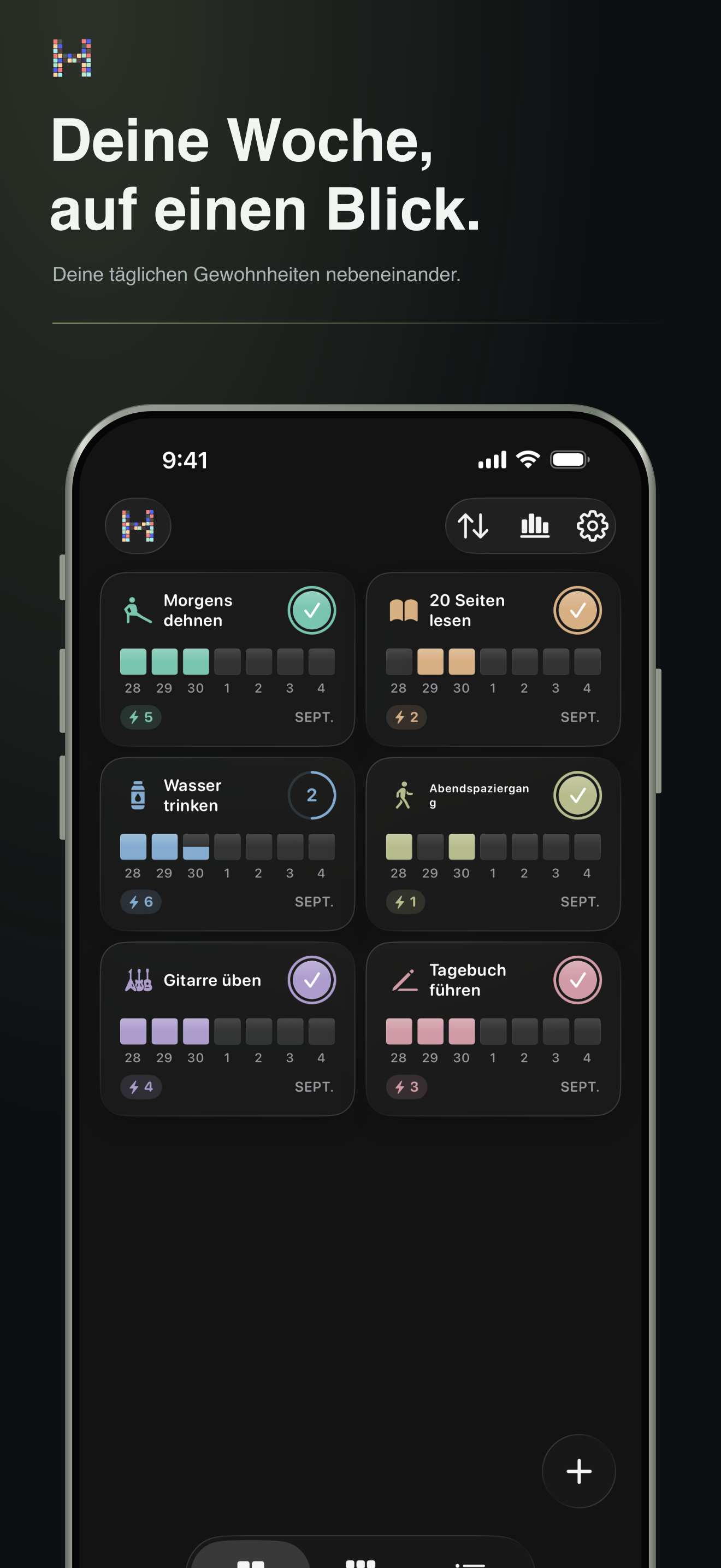 HabitBit Wochenraster auf dem iPhone